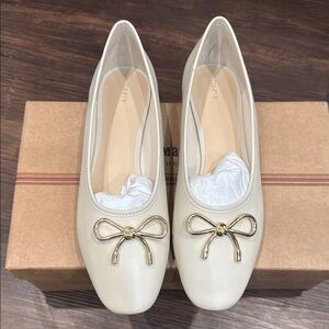 Maeve Cream Flats with Bow Detail